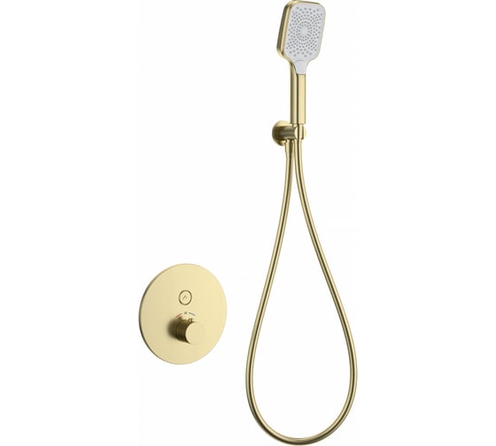 Изображение товара Встраиваемый смеситель для душа с термостатом Wonzon & Woghand брашированное золото WW-D1017-A-BG