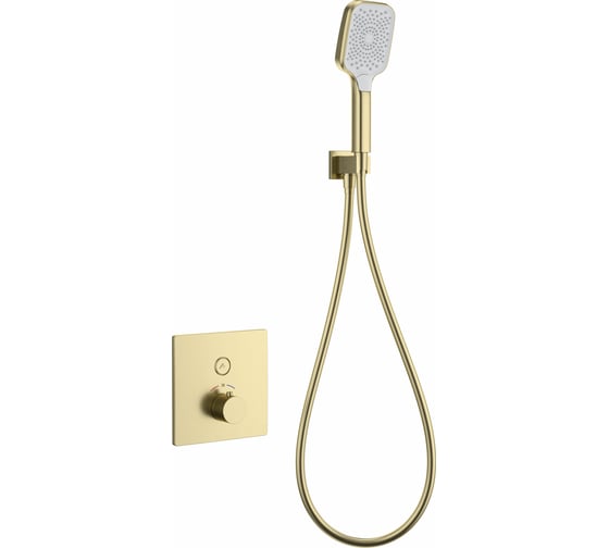 Изображение товара Встраиваемый смеситель для душа с термостатом Wonzon & Woghand брашированное золото WW-D1017-B-BG