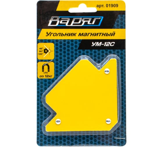 Изображение товара Угольник магнитный ВАРЯГ УМ-12С (45/90/135/180, до 12 кг) 01909