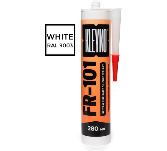 Изображение товара Герметик атмосферостойкий силиконовый нейтральный огнестойкий (огнезащитный) KLEYKO FR-101 280 мл белый FRW