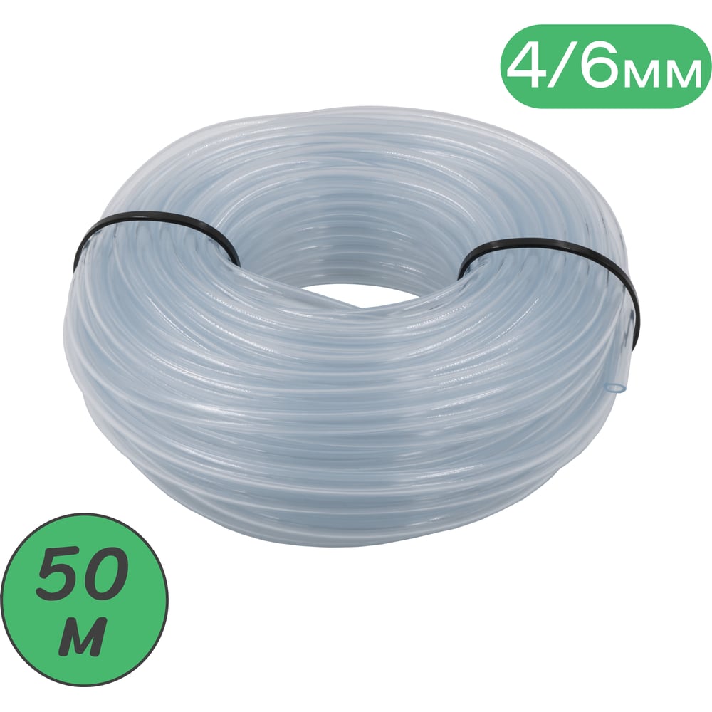 Изображение товара Микротрубка ПВХ для капельного полива 4/6 мм 50 м прозрачная PV46.50
