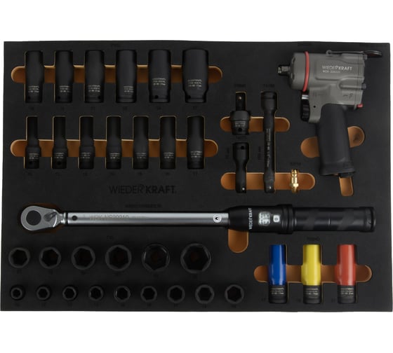 Изображение товара Набор пневматического и динамометрического инструмента в ложементе WIEDERKRAFT 38 предметов WDK-3720S