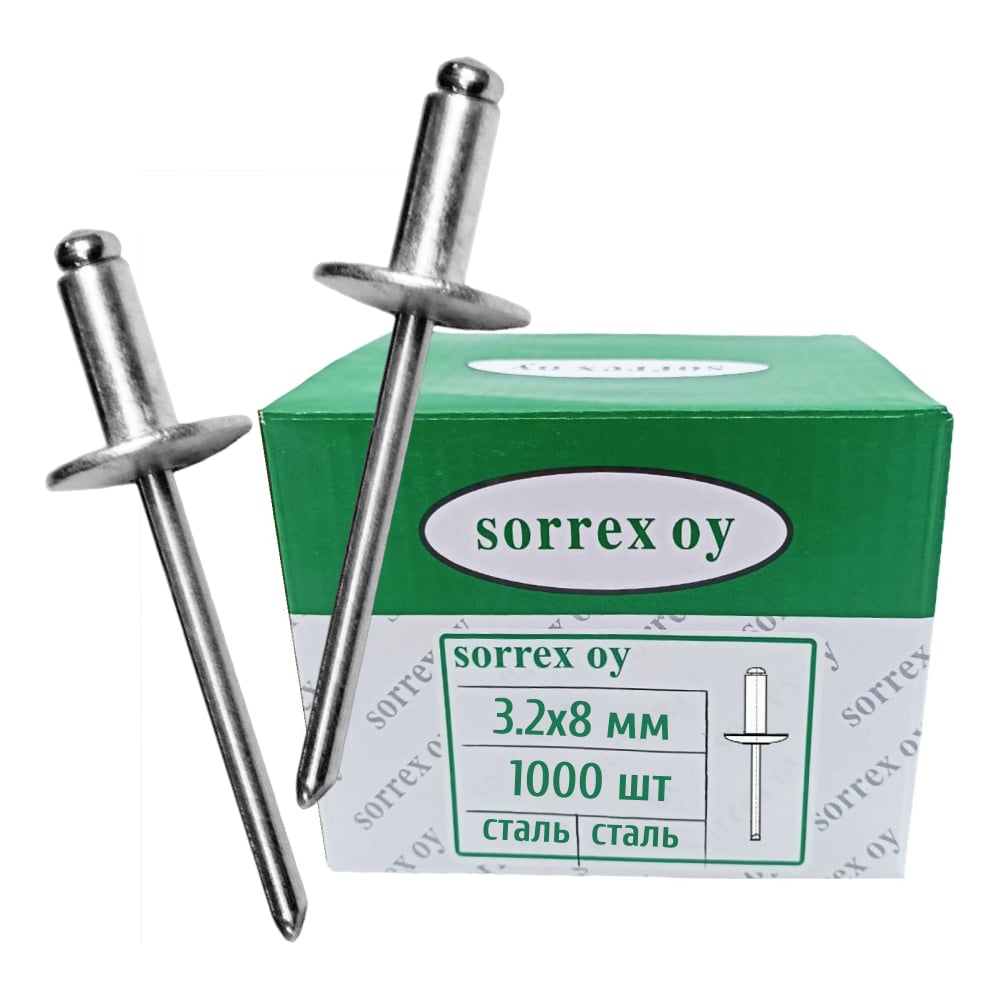 Изображение товара Заклепки вытяжные SORREX 3.2x8 с увеличенным бортиком