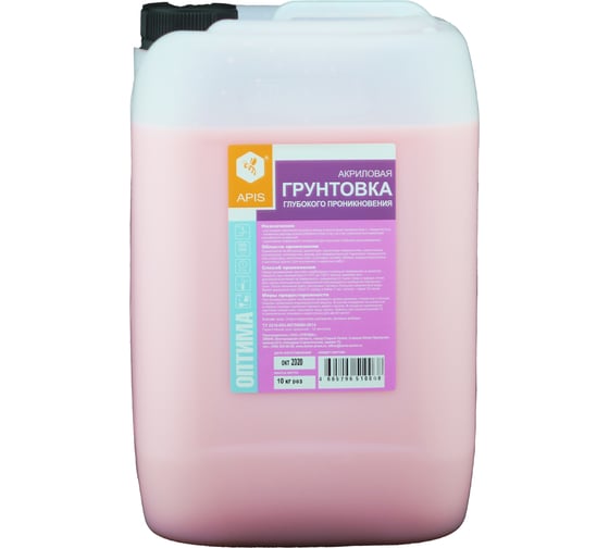Изображение товара Грунтовка глубокого проникновения APIS Оптима, розовый, канистра 10 кг 4665296514486