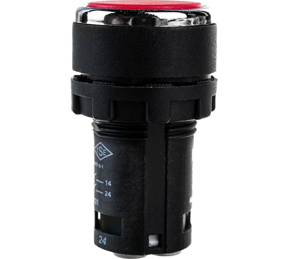 Изображение товара Нажимная кнопка Emas моноблочная красная, 22 мм, IP 40, 1НО+1НО MB101DK