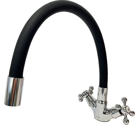 Изображение товара Смеситель для кухни DORON DС 1712BLACK-N, 1/2 керамика, черный, излив гибкий силиконовый, п/г 016304