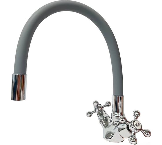 Изображение товара Смеситель для кухни DORON DС 1712GREY-N, 1/2 керамика, серый, излив гибкий силиконовый, п/г 016307