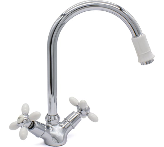 Изображение товара Смеситель для кухни DORON DС 1714W-N, 1/2 керамика, белый, излив стандартный, п/г 012036