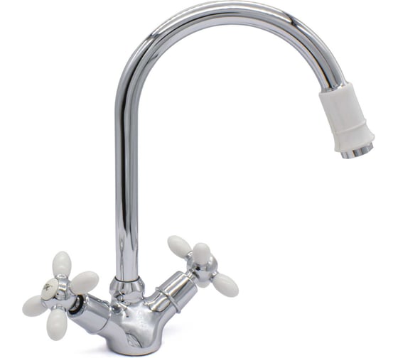 Изображение товара Смеситель для кухни DORON DС 1714W-N, 1/2 керамика, белый, излив стандартный, п/г 012036