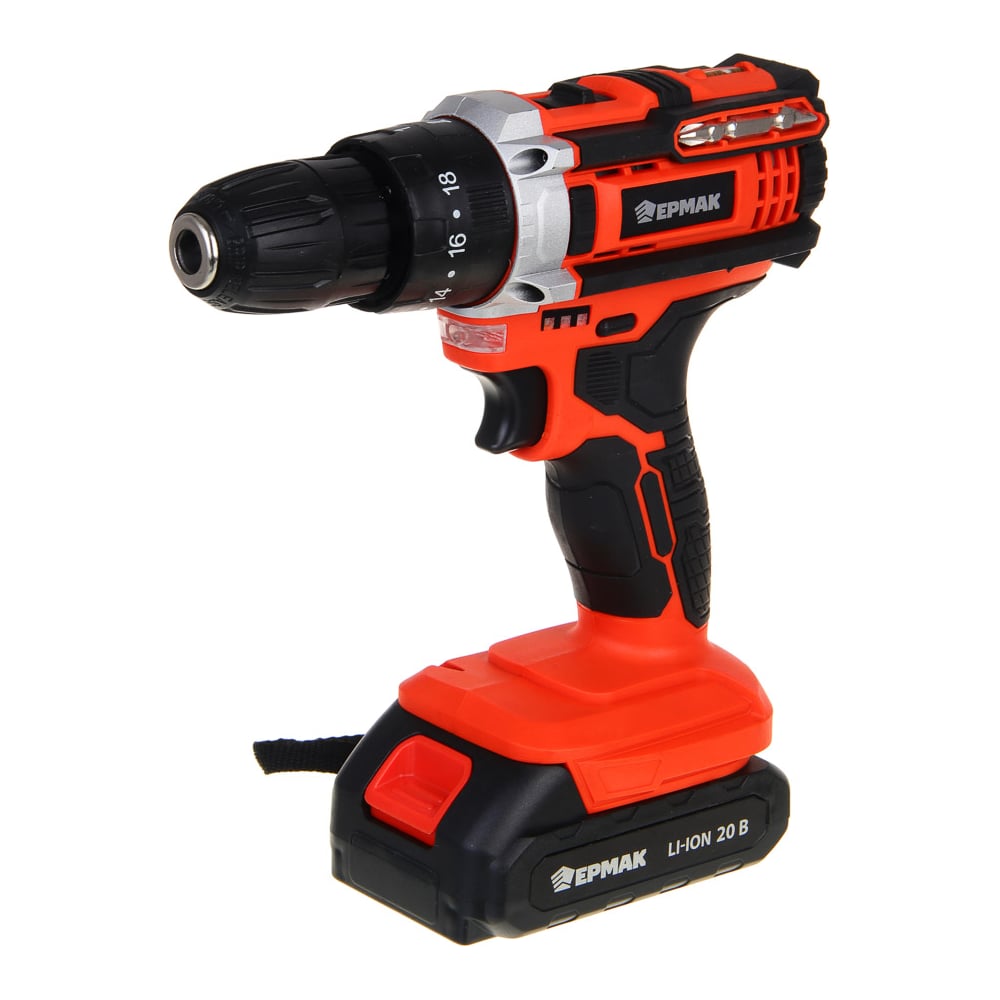 Изображение товара Аккумуляторная дрель-шуруповерт ударная ЕРМАК ДША-20 20В 2Ач 0-1500 об/мин