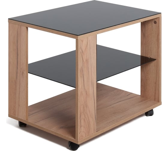 Изображение товара Стол журнальный Мебелик BeautyStyle 5 дуб крафт золотой/стекло черное 9386