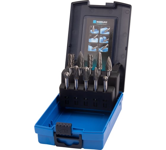 Изображение товара Набор борфрез твердосплавных NORGAU, 10 шт. (8 мм, 10 мм, 12 мм) 077200510