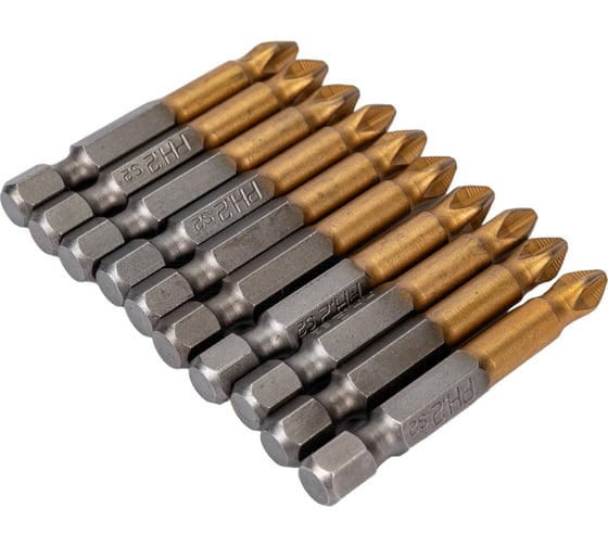 Изображение товара Бита магнитная Philips (10 шт; 50 мм; Ph2; 1/4; titan) МастерАлмаз 10501016