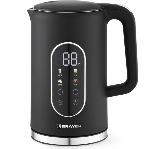 Изображение товара Чайник электрический BRAYER 6107BR-BK 2200 Вт, 1.7 л, Cool Touch, cенсорное управление, автоотключение BR6107BK