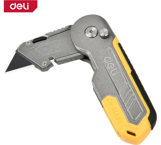 Изображение товара Строительный складной нож с Т-образным лезвием DELI DL007Z (3+1 лезвие в комплекте, стропорез, сталь SK2, корпус из цинкового сплава) 168269