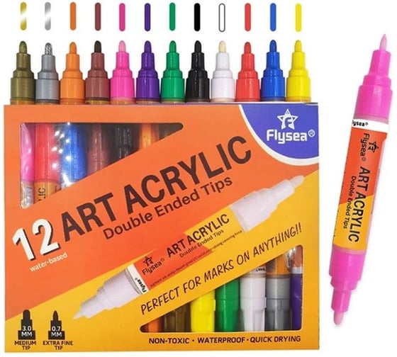Изображение товара Набор двухсторонних маркеров FLYSEA 0.7 и 3 мм, Acrylic, 12 шт. FS-073
