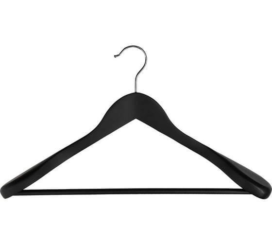 Изображение товара Анатомическая деревянная вешалка-плечики с перекладиной Attache черная, размер 48-50 280423