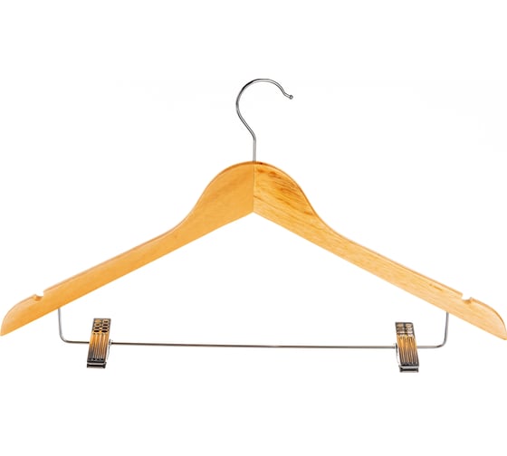 Изображение товара Деревянная вешалка-плечики с клипсами Attache HH128 натуральная 1176936
