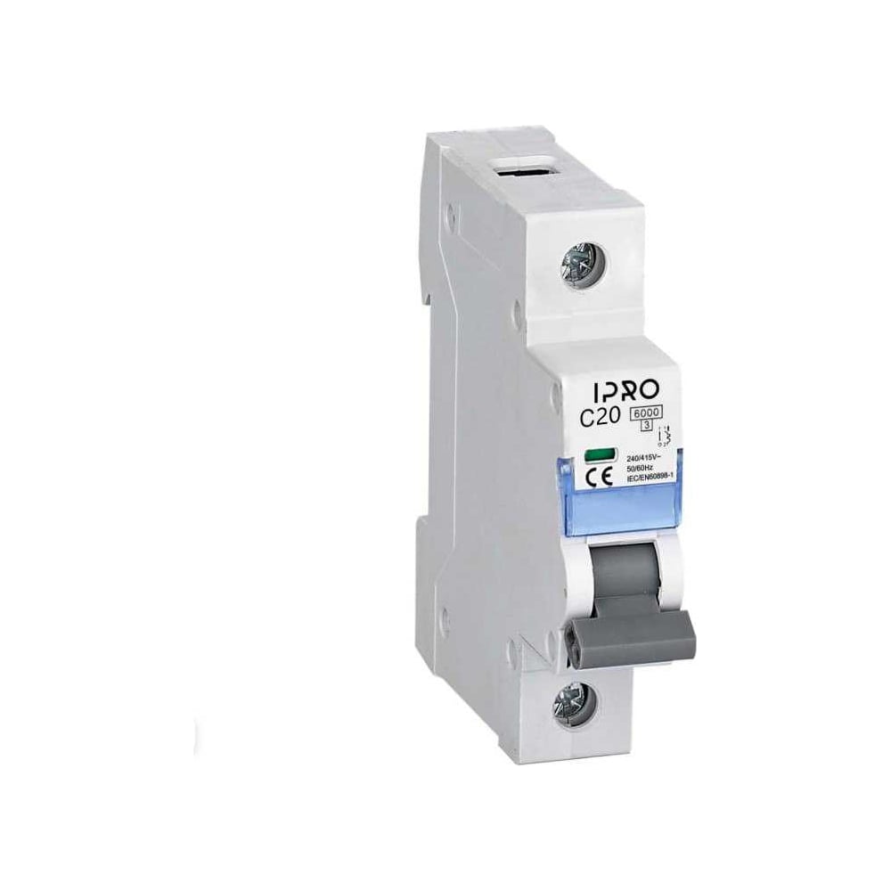 Изображение товара Автоматический выключатель IPRO 1 фаза 20А C 6кА модульный для DIN-рейки IP20
