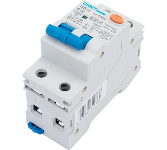 Изображение товара Дифференциальный автоматический выключатель CHINT, NB1L, 1P+N, C10, 30mA, тип AC, 10kA, 36mm 203105