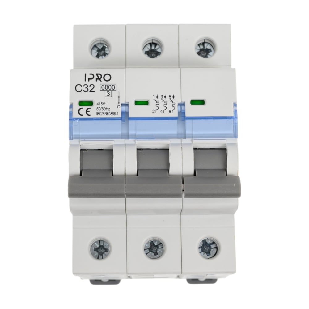 Изображение товара Автоматический выключатель IPRO 3 фазы 32А C 6кА 15676