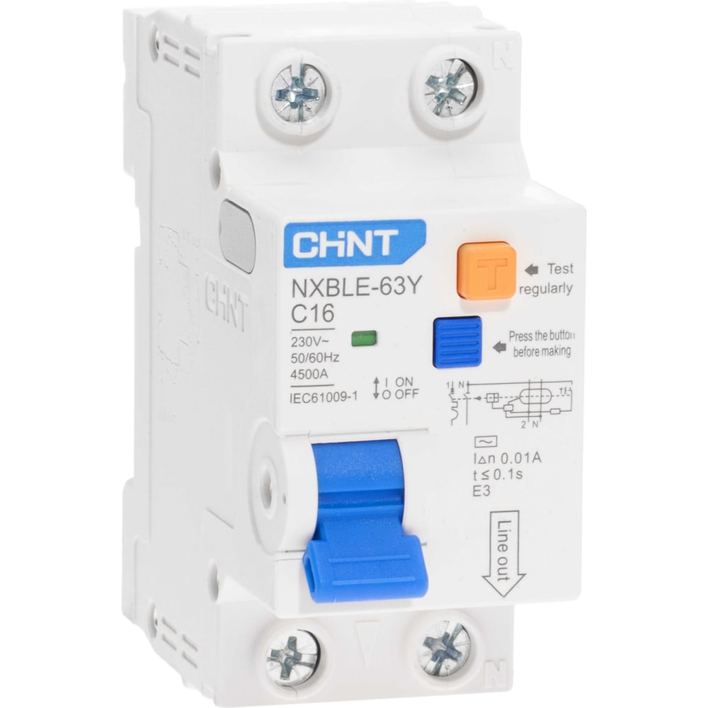 Изображение товара Дифференциальный автоматический выключатель CHINT NXBLE-63Y 16А 30мА электронный тип AС
