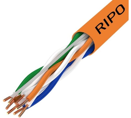 Изображение товара Витая пара RIPO U/UTP 4 CAT5E 24AWG нг-LSZH Cu Standart, U/UTP-5e нг А-HF 4x2x0.5, 305м 001-112007