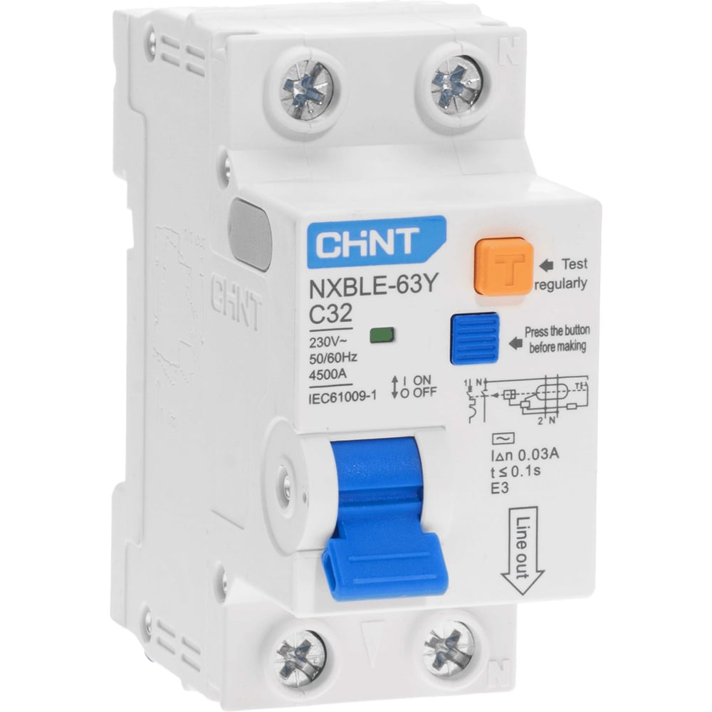 Изображение товара Дифференциальный автоматический выключатель CHINT NXBLE-63Y 32А 30мА CIР для защиты цепей