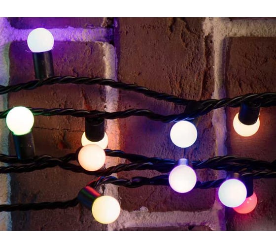 Изображение товара Гирлянда NEON-NIGHT Мультишарики Ø17,5мм 10м 100 LED RGB черный ПВХ IP65 медленная смена цвета 230В нужен блок 303-500 303-509-4