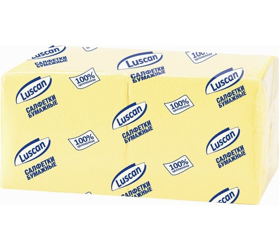 Изображение товара Однослойные бумажные салфетки Luscan Profi Pack 24х24 см пастель желтые 400 шт 470886