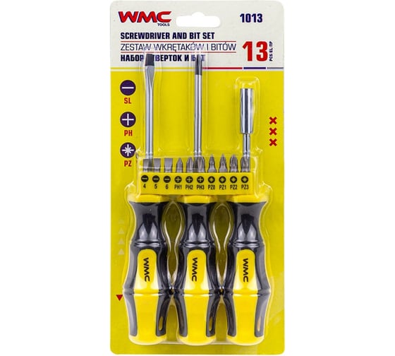 Изображение товара Набор отверток и бит WMC TOOLS 13пр WMC-1013(61015)