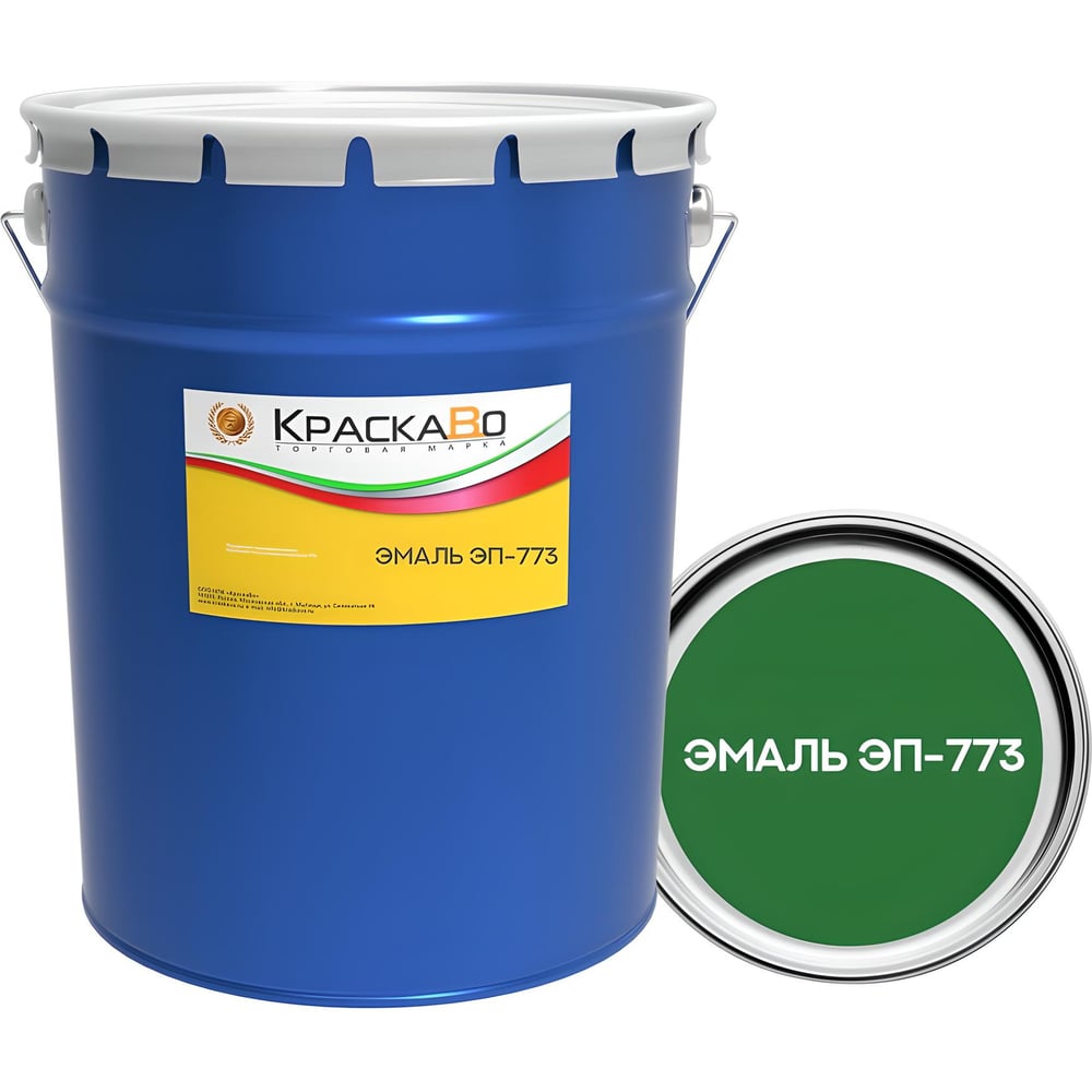 Изображение товара Эмаль КраскаВо ЭП-773 зеленая 20 кг + 0,7 кг для металлов внутренняя и внешняя отделка