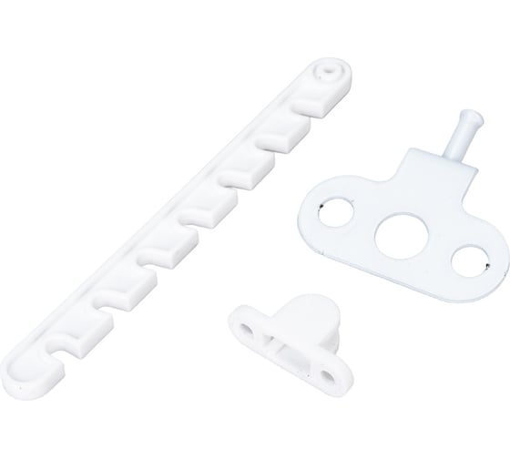 Изображение товара Ограничитель на окно Метизик 7 позиций, пластик, с саморезами с буром, белый 1212.00