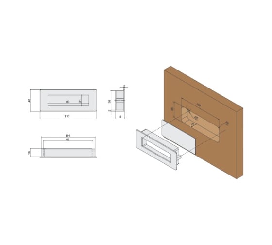 Изображение товара Врезная ручка CITTERIO GIULIO 96 мм, отделка хром матовый лакированный 25.789.0096.0242-0242
