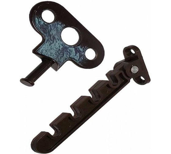 Изображение товара Ограничитель на окно Метизик пластик, 4 позиции, с саморезами с буром, коричневый 5005.05