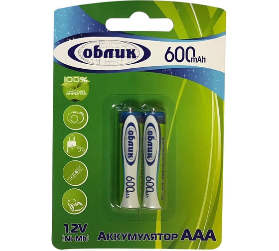 Изображение товара Аккумуляторы Облик Ni-Mh AAA -600 mAh Блистер-2 7056