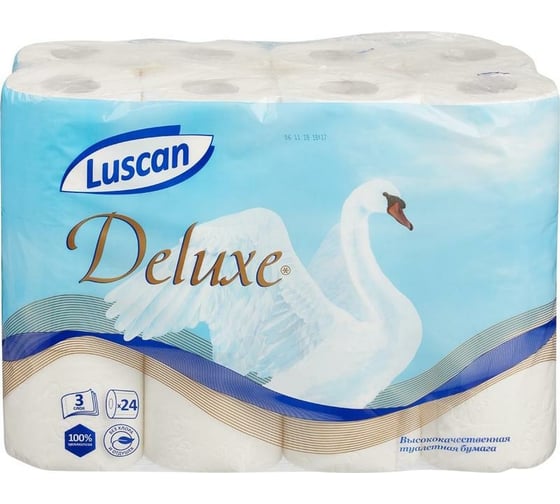 Изображение товара Туалетная бумага Luscan Deluxe 3 слоя, белая, 24 рулона 865672