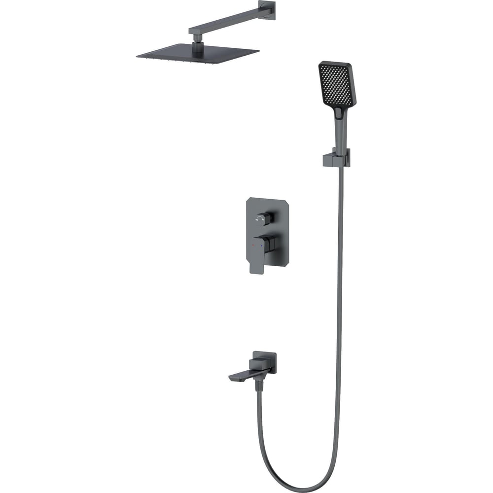 Изображение товара Встраиваемая душевая система Wonzon & Woghand с верхним и ручным душем темный графит