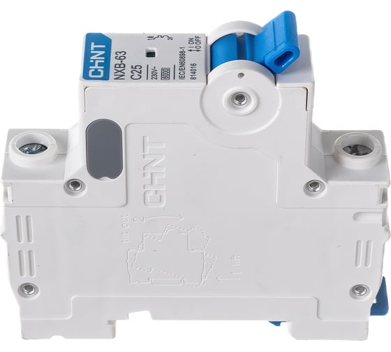 Изображение товара Автоматический выключатель CHINT NXB-63, 1P, 25A, 6кА, характеристика C 814016