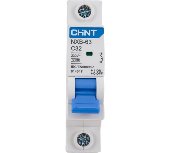 Изображение товара Автоматический выключатель CHINT NXB-63, 1P, 32A, 6кА, характеристика C 814017