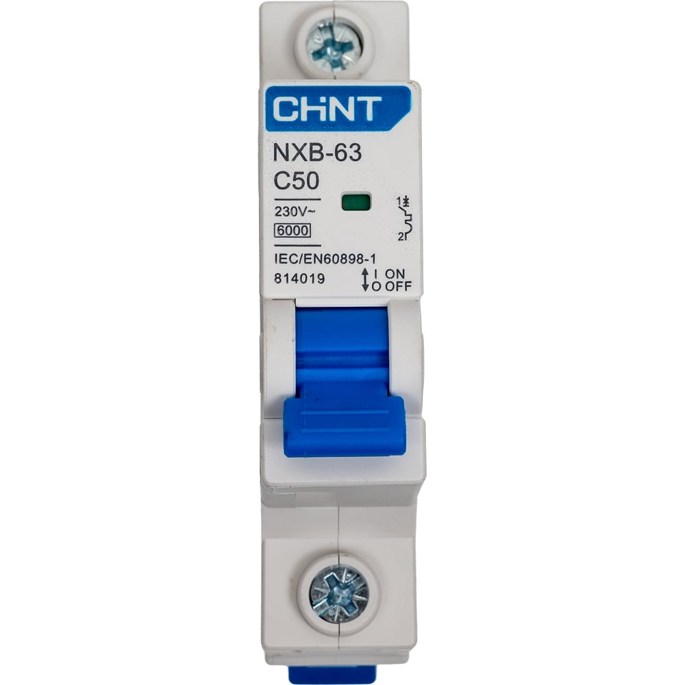 Изображение товара Автоматический выключатель CHINT NXB-63, 1P, 50A, 6кА, характеристика C 814019