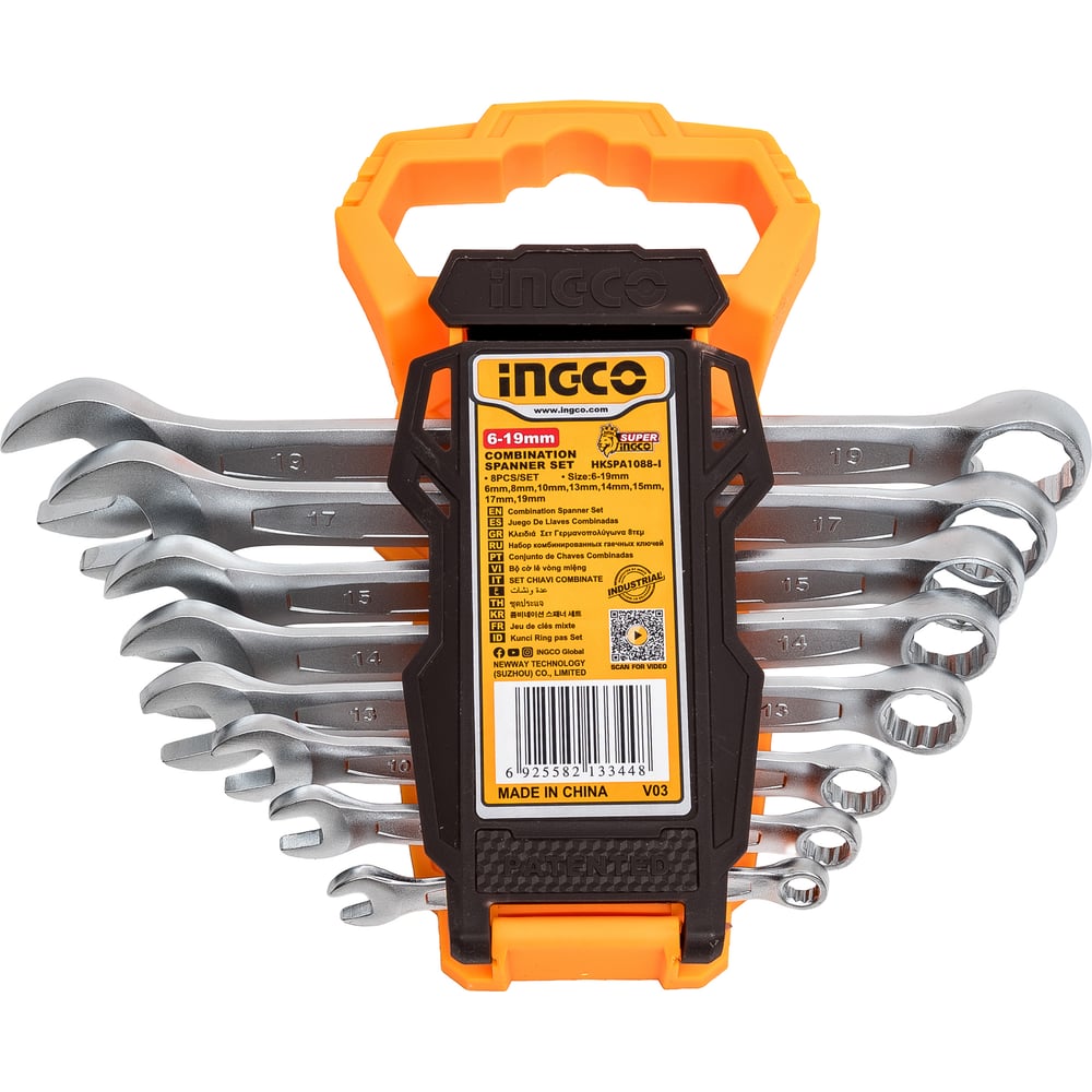 Изображение товара Набор комбинированных гаечных ключей INGCO 6-19 мм 8 шт HKSPA1088-I