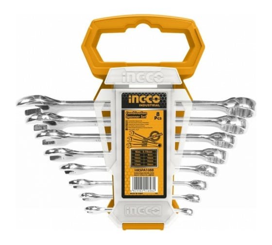 Изображение товара Набор комбинированных гаечных ключей INGCO 6-19 мм 8 пред. HKSPA1088-I
