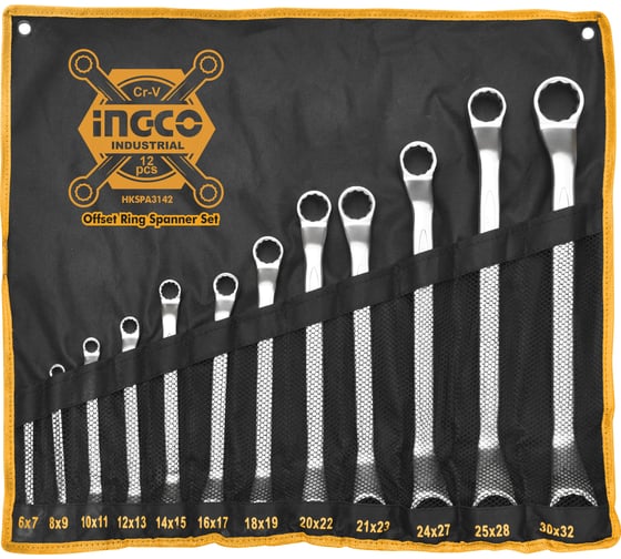 Изображение товара Набор накидных ключей INGCO 6-32 мм 12 шт. HKSPA3142