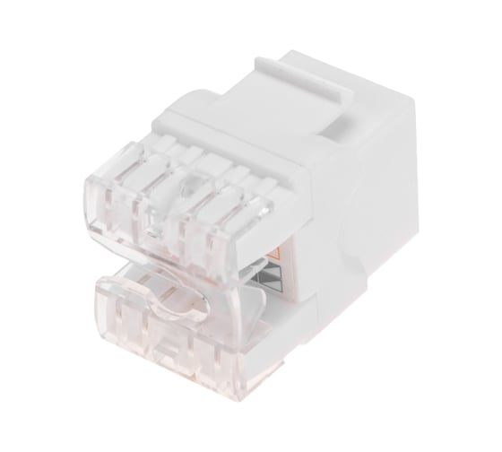 Изображение товара Модуль Keystone REXANT Jack RJ-45(8P8C), UTP неэкранированный, CAT 5e, тип 180 градусов, белый PRO 02-0060