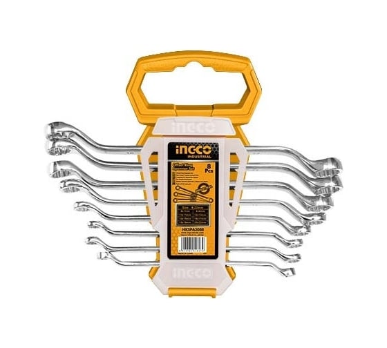 Изображение товара Набор накидных изогнутых ключей INGCO 6-22 мм 8 пред. HKSPA3088