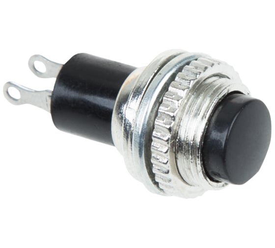 Изображение товара Выключатель-кнопка REXANT 220В, 2А, (2с), OFF-(ON), d10.2, черная, металл, Mini (RWD-213), 10 шт. 36-3330