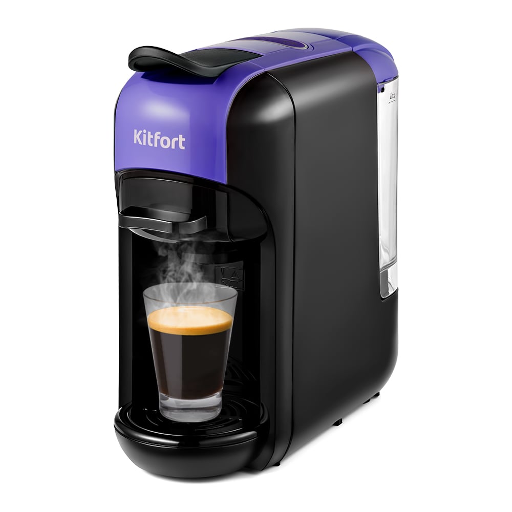 Изображение товара Кофеварка 3 в 1 KITFORT КТ-7105-1 черно-фиолетовая для эспрессо и капсул