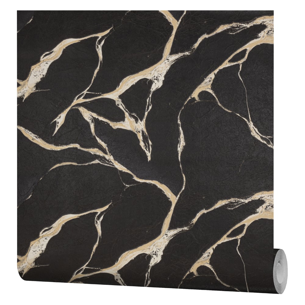 Изображение товара Виниловые обои на флизелиновой основе Gold R23626 Мрамор черные 10м