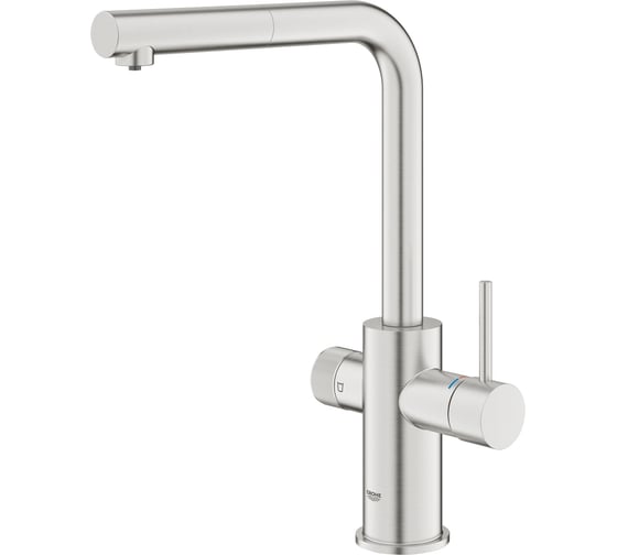 Изображение товара Смеситель для кухонной мойки Grohe Blue Pure Minta c вытяжным изливом, функцией фильтрации, без фильтра в комплекте, суперсталь 30590DC0